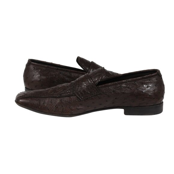 Prada Mens Penny Loafers US 8 UK 7 Brown Ostrich Leather Slip On Moccasin Shoe main image 9